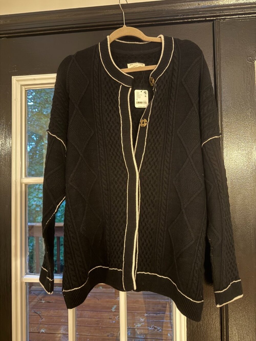 NWT Free People We The Free Tennessee Cable Knit Cardi Black Magic Size S